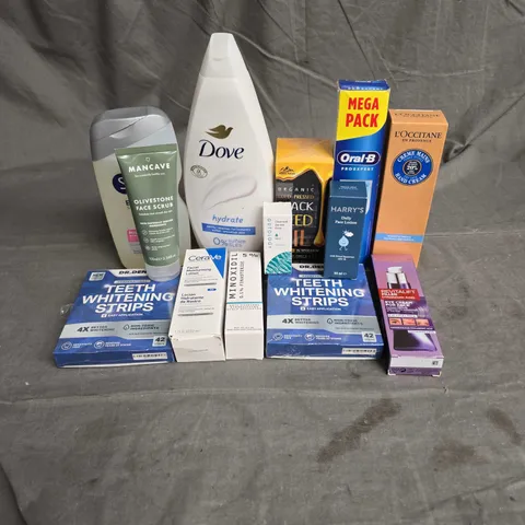 APPROXIMATELY 20 ASSORTED HEALTH & BEAUTY PRODUCTS TO INCLUDE - CERAVE FACIAL MOISTURISING LOTION - TEETH WHITENING STRIPS - DOVE BODY WASH - ETC