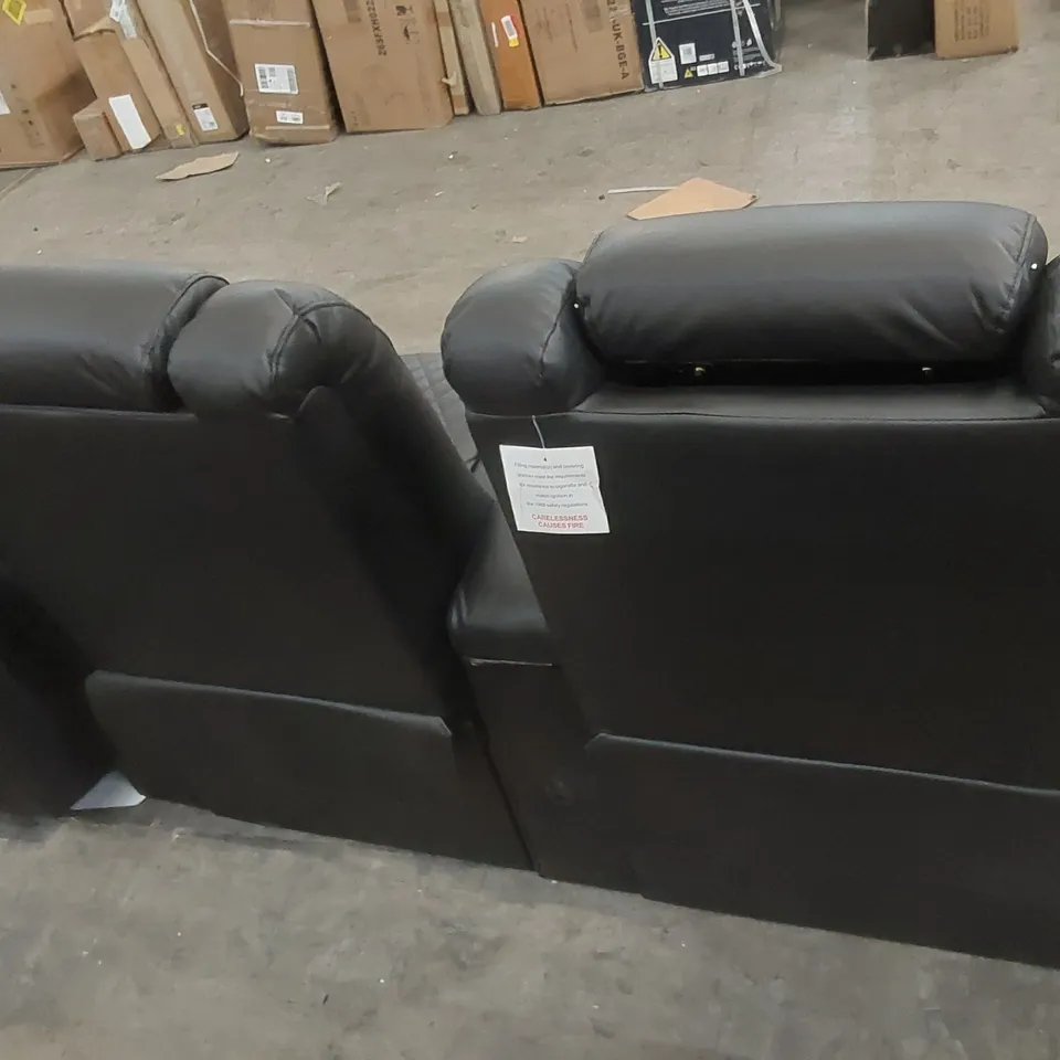QUALITY DESIGNER 2 SEATER FAUX LEATHER ELECTRIC RECLINING SOFA WITH ARMRESTS AND CUPHOLDERS