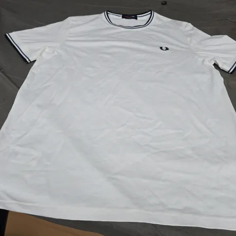 FRED PERRY PLAIN CREW NECK T-SHIRT, WHITE - UK SIZE M