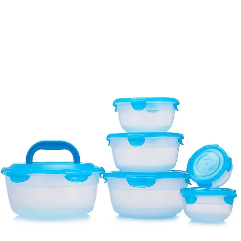 LOCK & LOCK SET OF 6 ROUND NESTABLE CONTAINER SET IN LIME