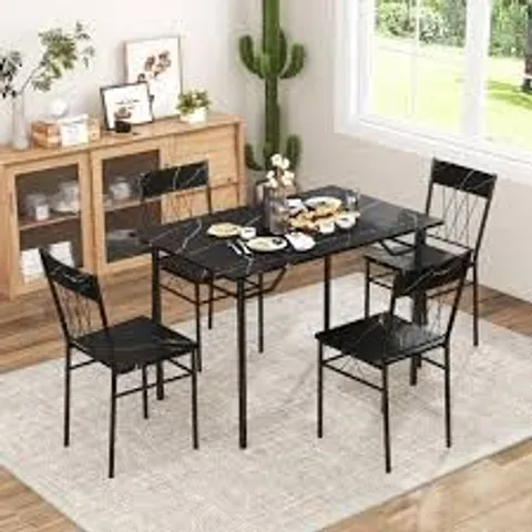 BOXED COSTWAY 5-PIECE DINING TABLE SET FOR 4 WITH METAL FRAME FOR LIVING ROOM - BLACK