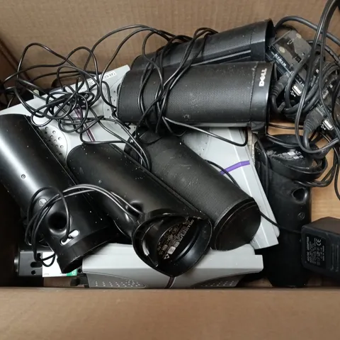 APPROXIMATELY 10 ASSORTED ELECTRICAL PRODUCTS TO INCLUDE MULTIMEDIA SPEAKERS, POWER SUPPLIES, WIRELESS RADIO POINT ETC