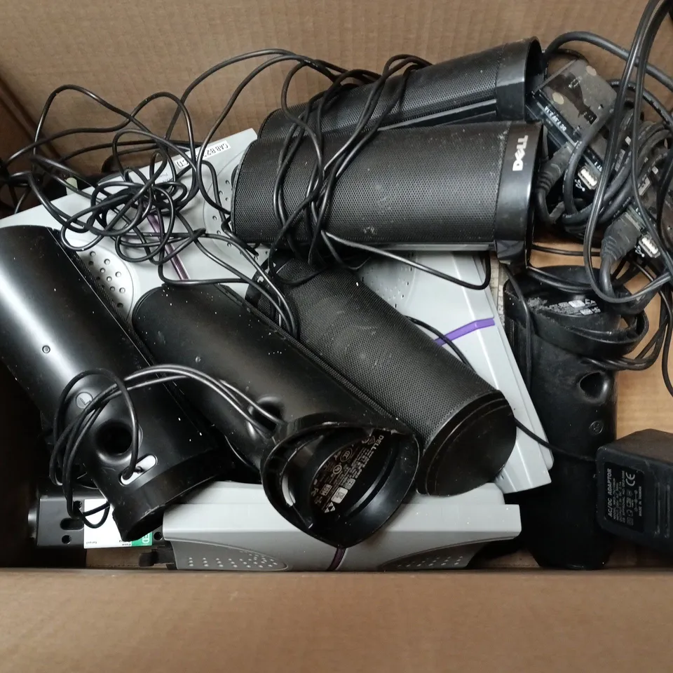 APPROXIMATELY 10 ASSORTED ELECTRICAL PRODUCTS TO INCLUDE MULTIMEDIA SPEAKERS, POWER SUPPLIES, WIRELESS RADIO POINT ETC 