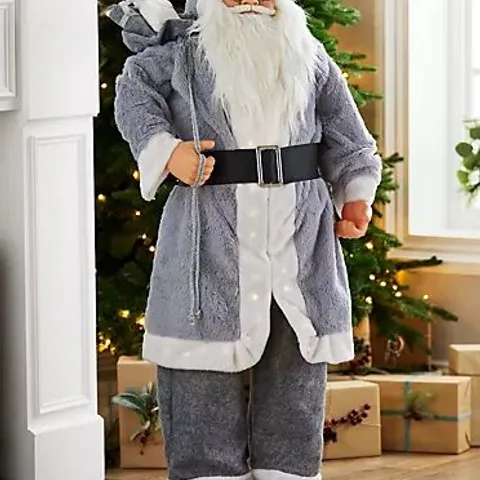 FESTIVE 4FT PRE LIT STANDING SANTA GREY 