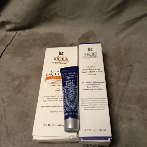 3 X KIEHLS ITEMS TO INCLUDE: ULTRA LIGHT DAILY UV DEFENCE + RETINOL SKIN DAILY MICRO DOSE SERUM ETC