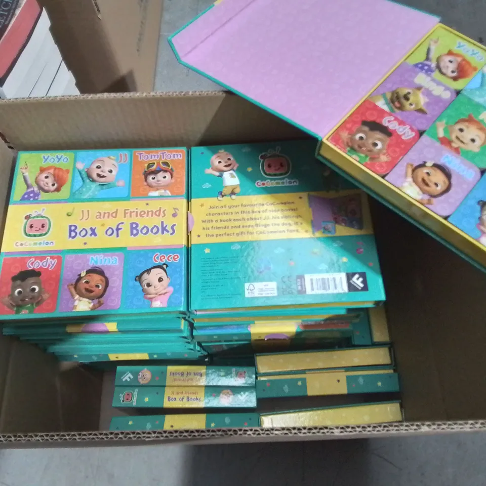 LOT OF APPROXIMATELY 38 COCOMELON JJ AND FRIENDS BOX OF BOOKS