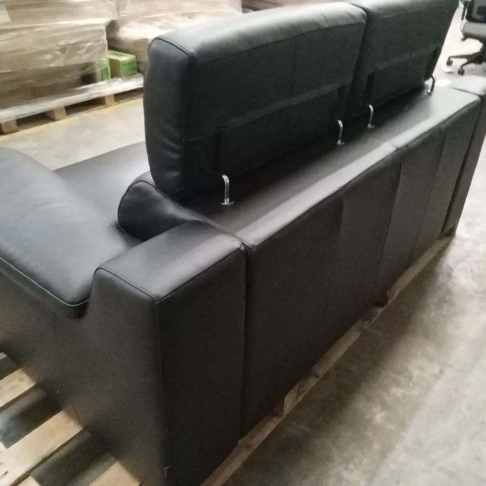 QUALITY DESIGNER ITALIAN MADE RICCARDO 2 SEATER LEATHER SOFA - BLACK