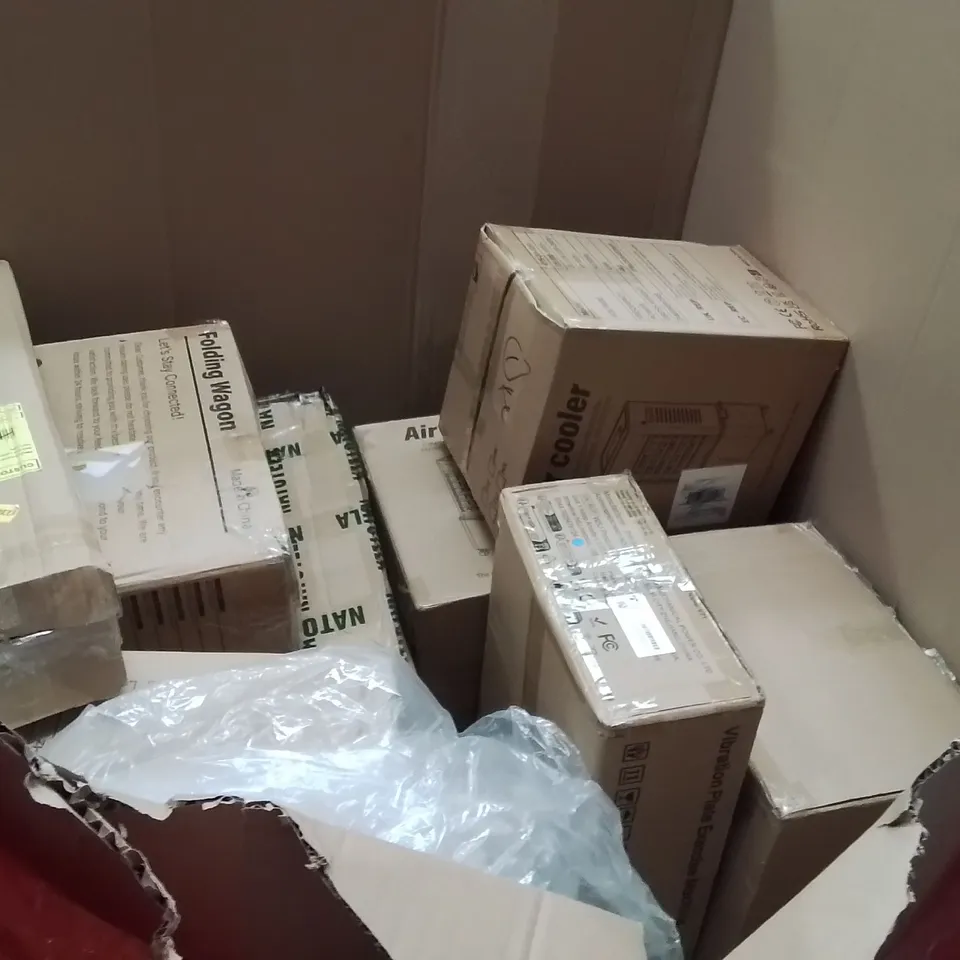 PALLET OF ASSORTED HOUSEHOLD GOODS AND PRODUCTS TO INCLUDE;BABY WALKER,AIR COOLER,PICTURE FRAME 