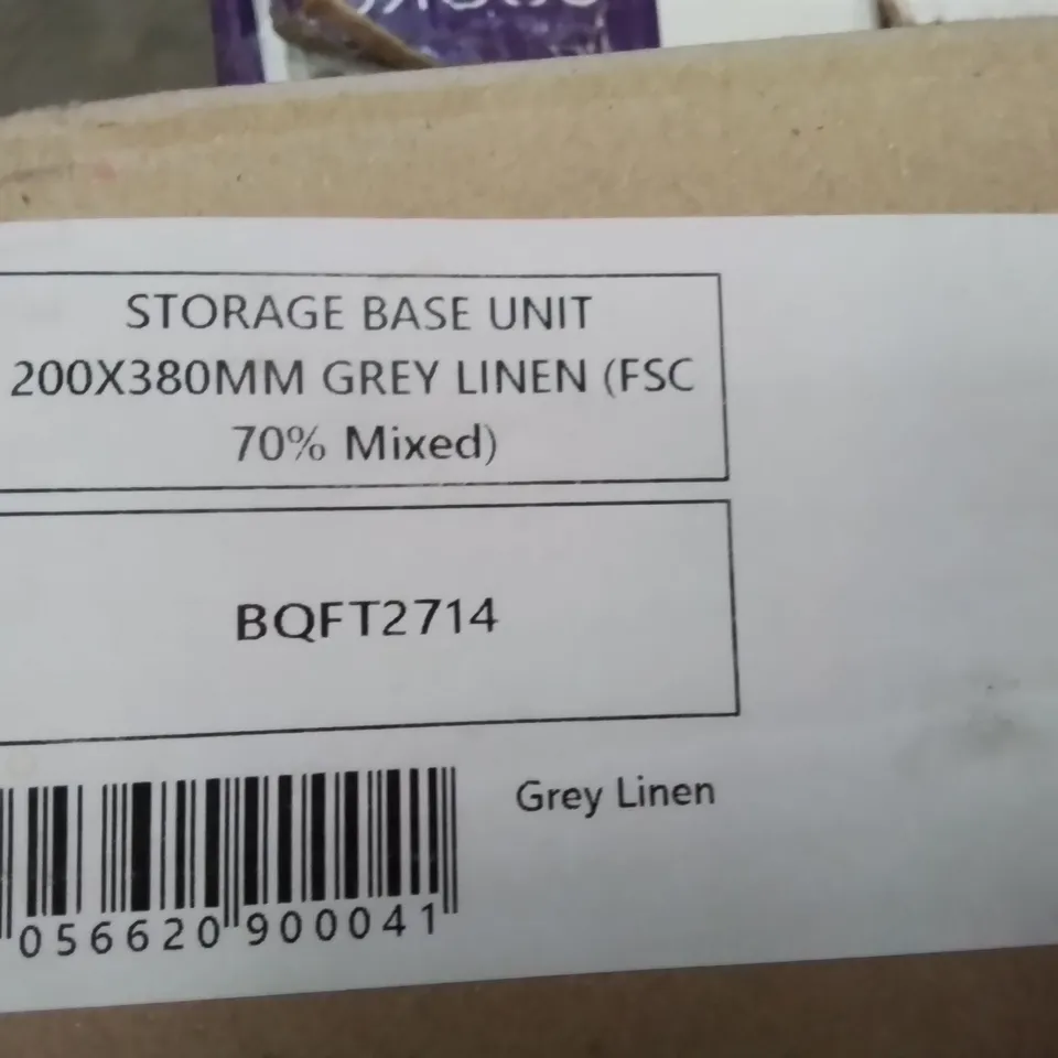 BOXED STORAGE BASE UNIT GREY LINEN 200 × 380mm