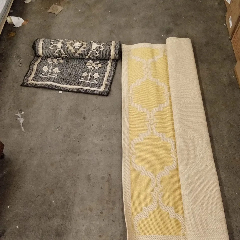 CAGE OF APPROXIMATELY 7 ASSORTED DESIGNER RUGS - CAGE NOT INCLUDED