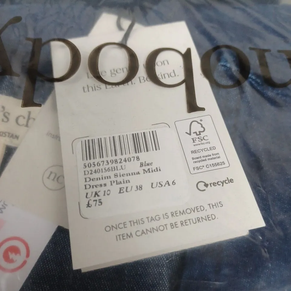 BAGGED NOBODYS CHILD DENIM SIENNA MIDI DRESS SIZE 10