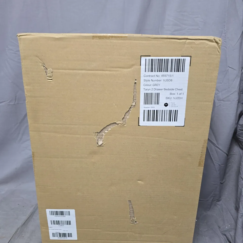 BOXED TARYN 2 DRAWER BEDSIDE CHEST - COLLECTION ONLY