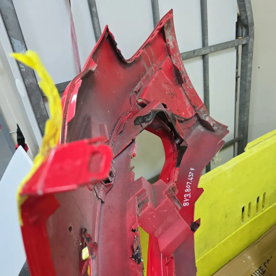 RED CAR FRONT BUMPER COVER – DAMAGED (CODE JU020MC) SUSPECTED AUDI