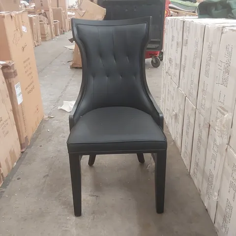 BOXED SET OF 2 BLACK UPHOLSTERED DINING CHAIRS 