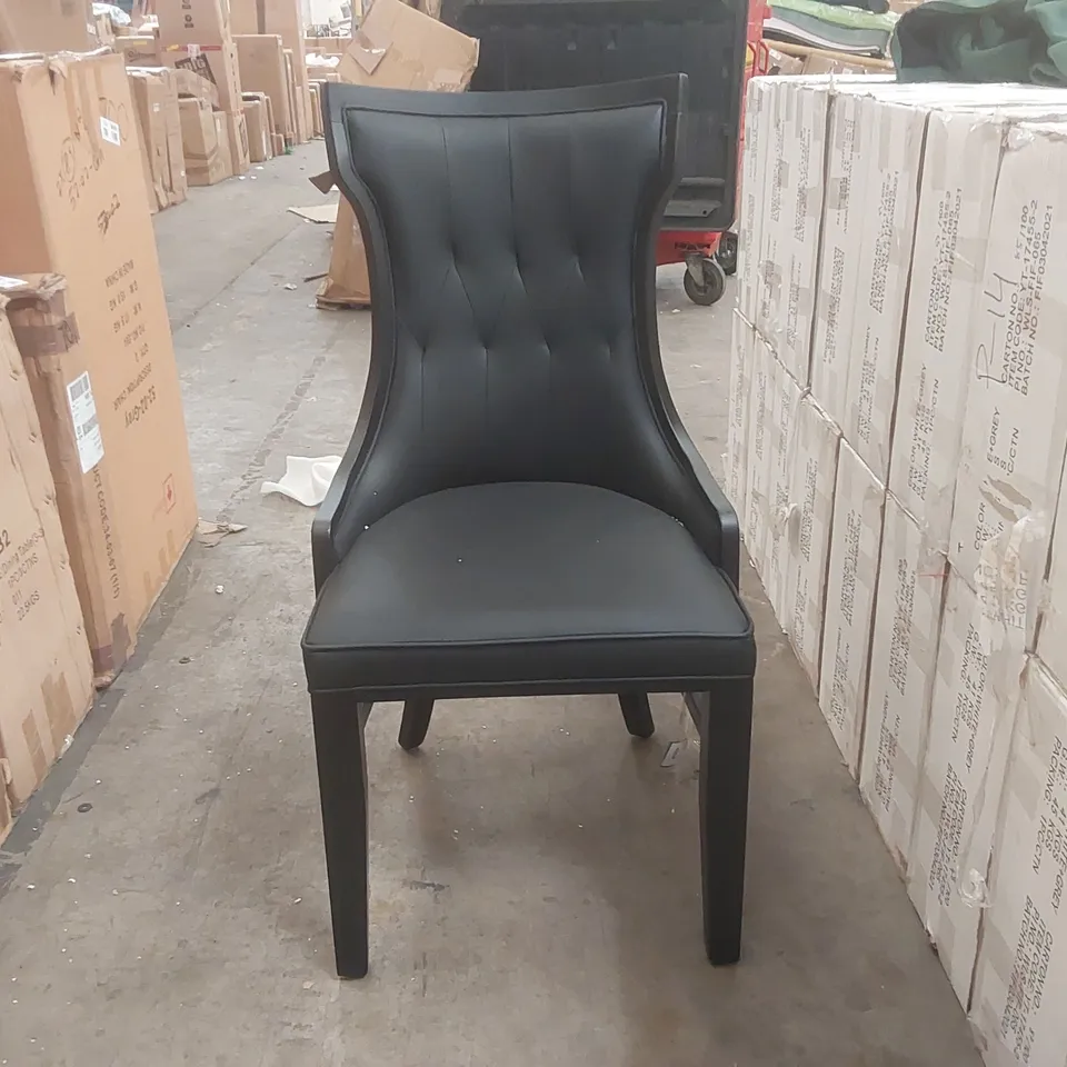BOXED SET OF 2 BLACK UPHOLSTERED DINING CHAIRS