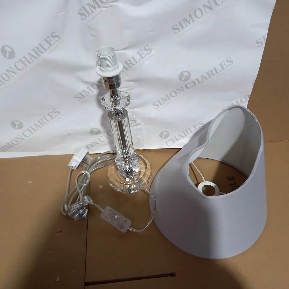 JOHN LEWIS CRYSTAL COLUMN TABLE LAMP - POLY SILK SHADE, POLISHED CHROME FINISH