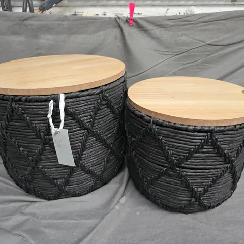 SET OF 2 NEXT BLACK LIDDED BASKETS