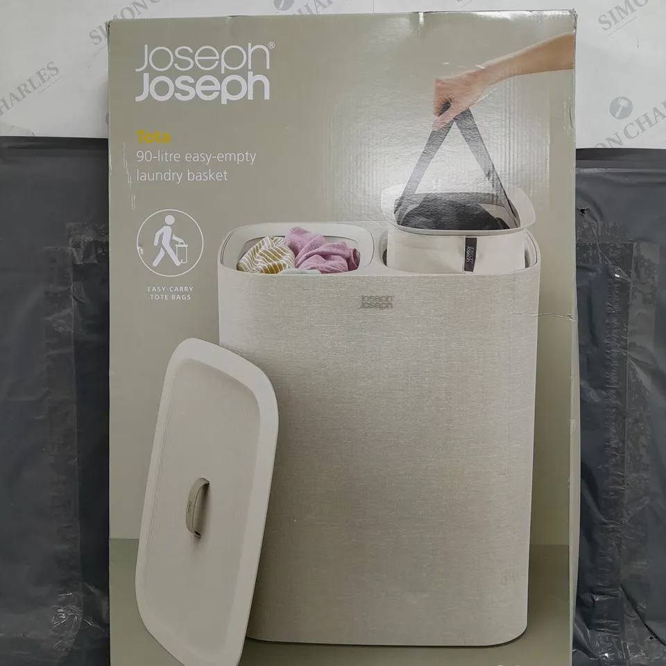 BOXED JOSEPH JOSEPH 90L EASY EMPTY LAUNDRY BASKET