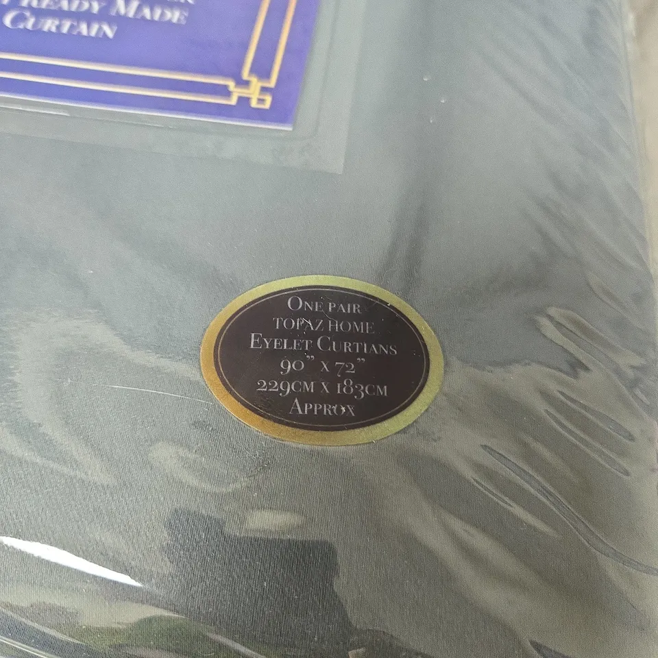 TOPAZ LUXE HOME COLLECTION SILKY FEEL BLACKOUT EYELET CURTAINS – DARK GREY, READY MADE, 229X183CM (APPROX)