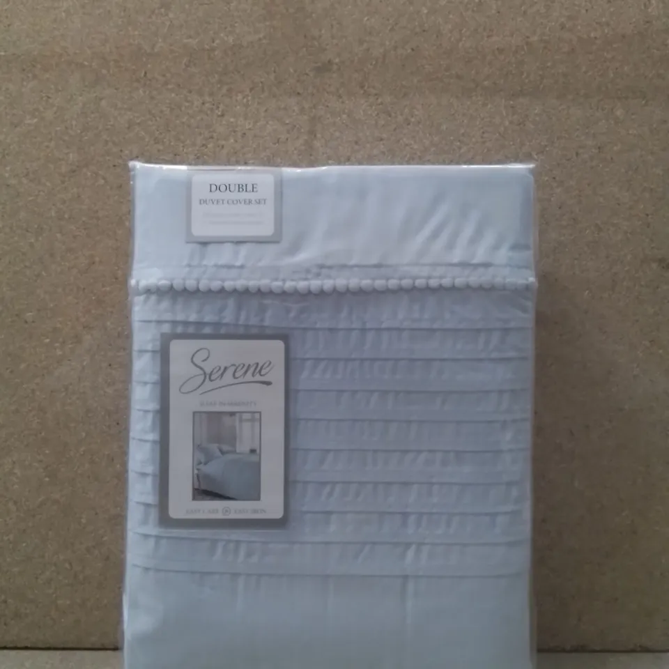 BRAND NEW SERENE DOUBLE DUVET COVER SET - LIGHT BLUE