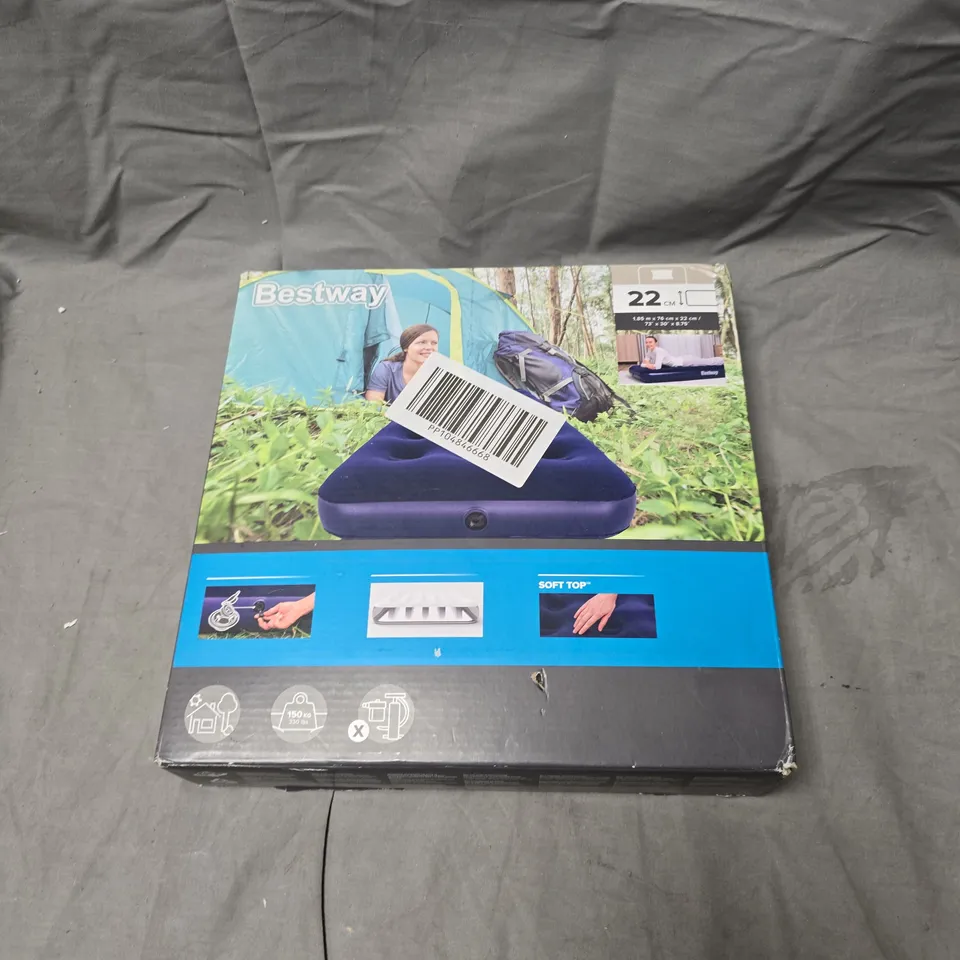 BESTWAY INFLATABLE AIR MATTRESS – 1.85M X 76CM X 22CM SOFT TOP