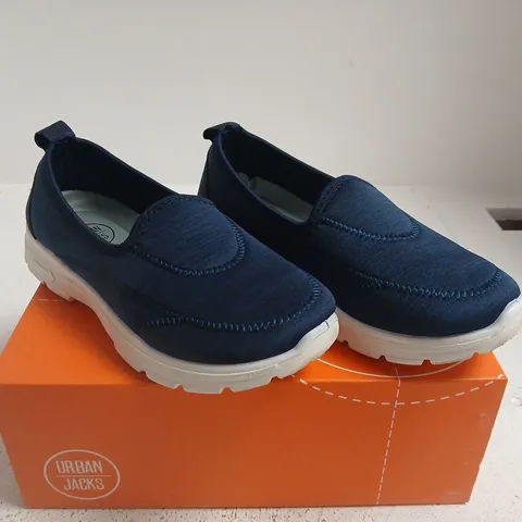 URBAN JACKS GEORGIA NAVY SLIP-ON SHOES – UK SIZE 6