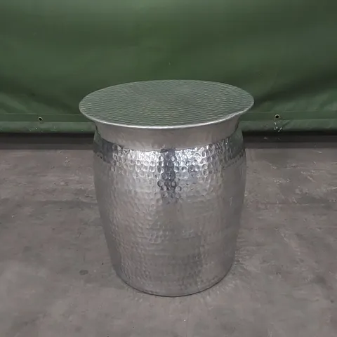ARLO HAMMERED ALUMINIUM STOOL SIDE TABLE