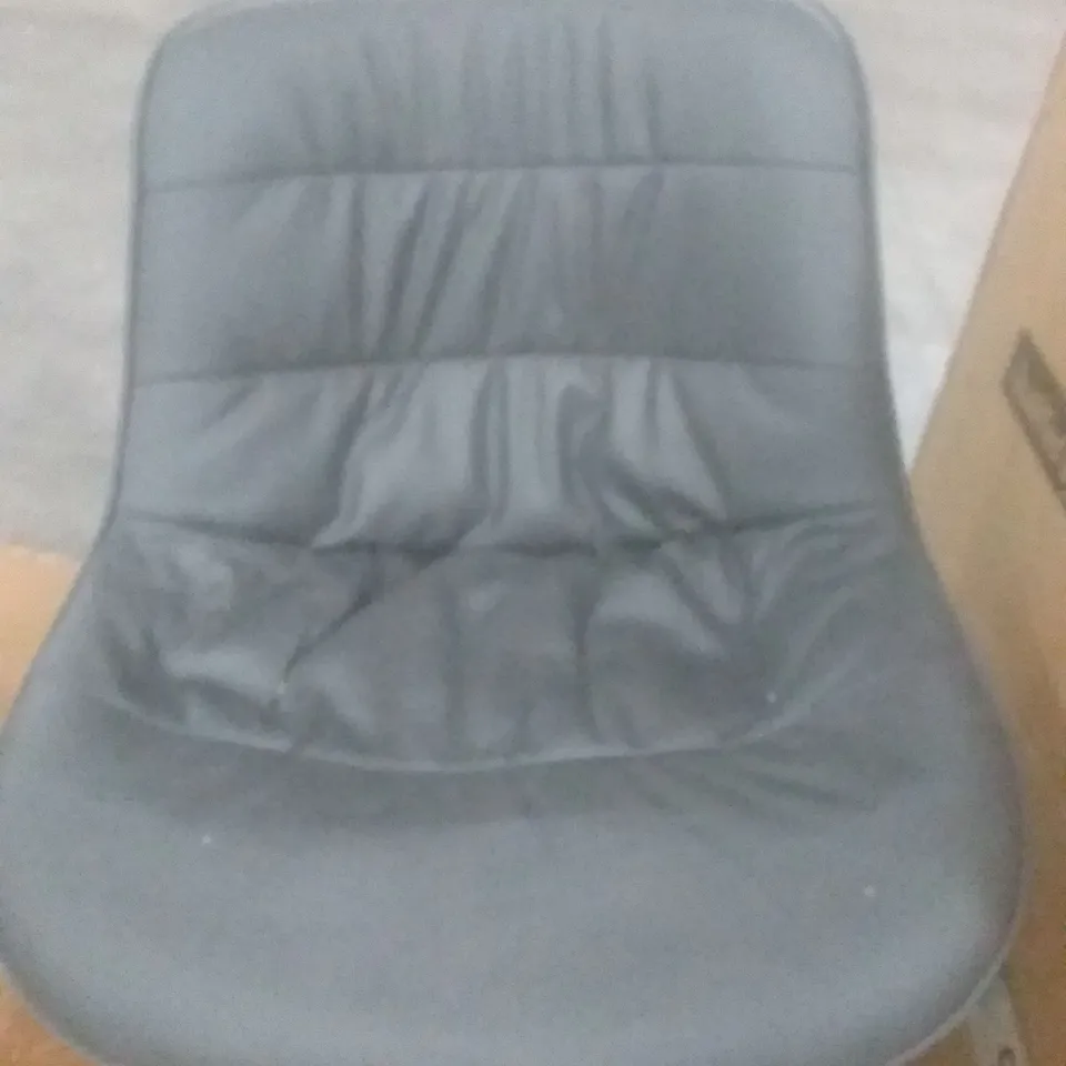 BOXED PAIR OF GREY VELVET BAR STOOLS