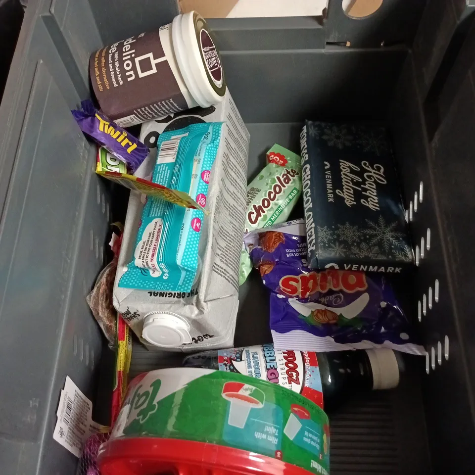 APPROXIMATELY 15 ASSORTED FOOD AND DRINK ITEMS TO INCLUDE - HP FRUITY TABLE SAUCE, HOTEL CHOCOLAT CHAMPAGNE TRUFFLES SELECTION AND OAT-LY BARISTA EDITION OAT DRINK