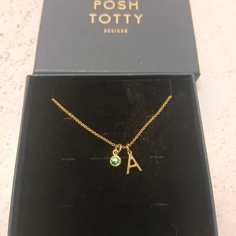 POSH TOTTY DESIGNS BIRTHSTONE & INITIAL CHARM NECKLACE STERLING SILVER