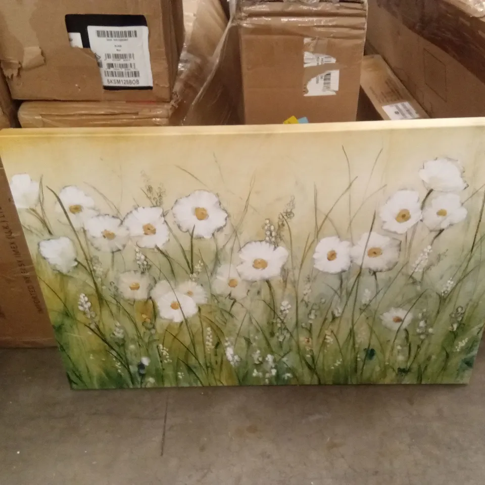 BOXED FLORAL PAINTING PRINT ON CANVAS