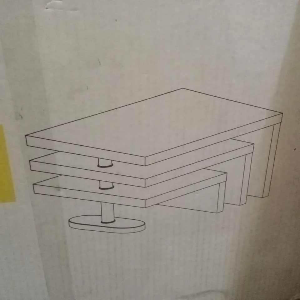 BOXED DESIGN SQUARE COFFEE TABLE IN STRADA GREY AND SMOKED OAK (1 BOX)