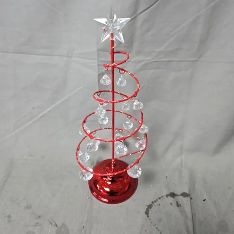 RED SPIRAL CHRISTMAS TREE ORNAMENT WITH CRYSTAL DROPLETS 