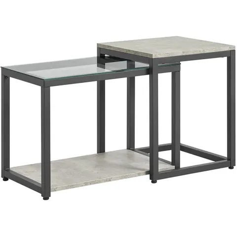BOXED CARMEAN 2 PIECE NEST OF TABLES - GREY (1 BOX)