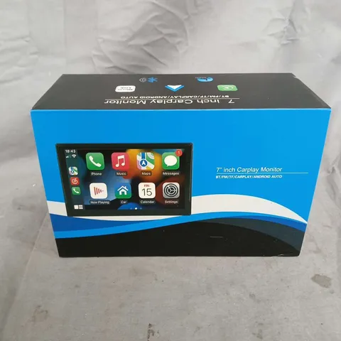 7-INCH CARPLAY MONITOR WITH BLUETOOTH, FM, TF CARD, ANDROID AUTO – BOXED