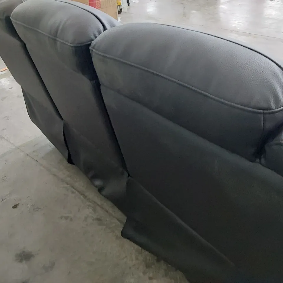 DESIGNER ROTHBURY MANUAL RECLINING THREE SEATER SOFA BLACK FAUX LEATHER 