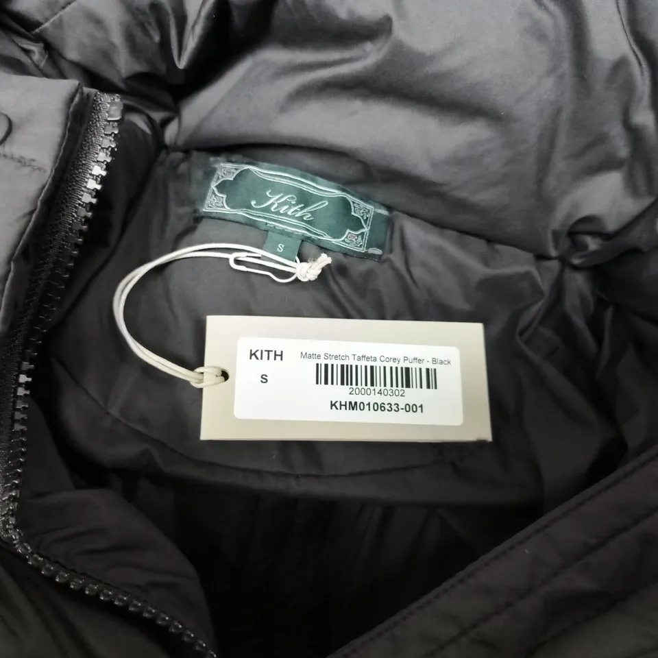 KITH MATTE STRETCH TAFETTA COREY PUFFER JACKET - BLACK, SIZE S