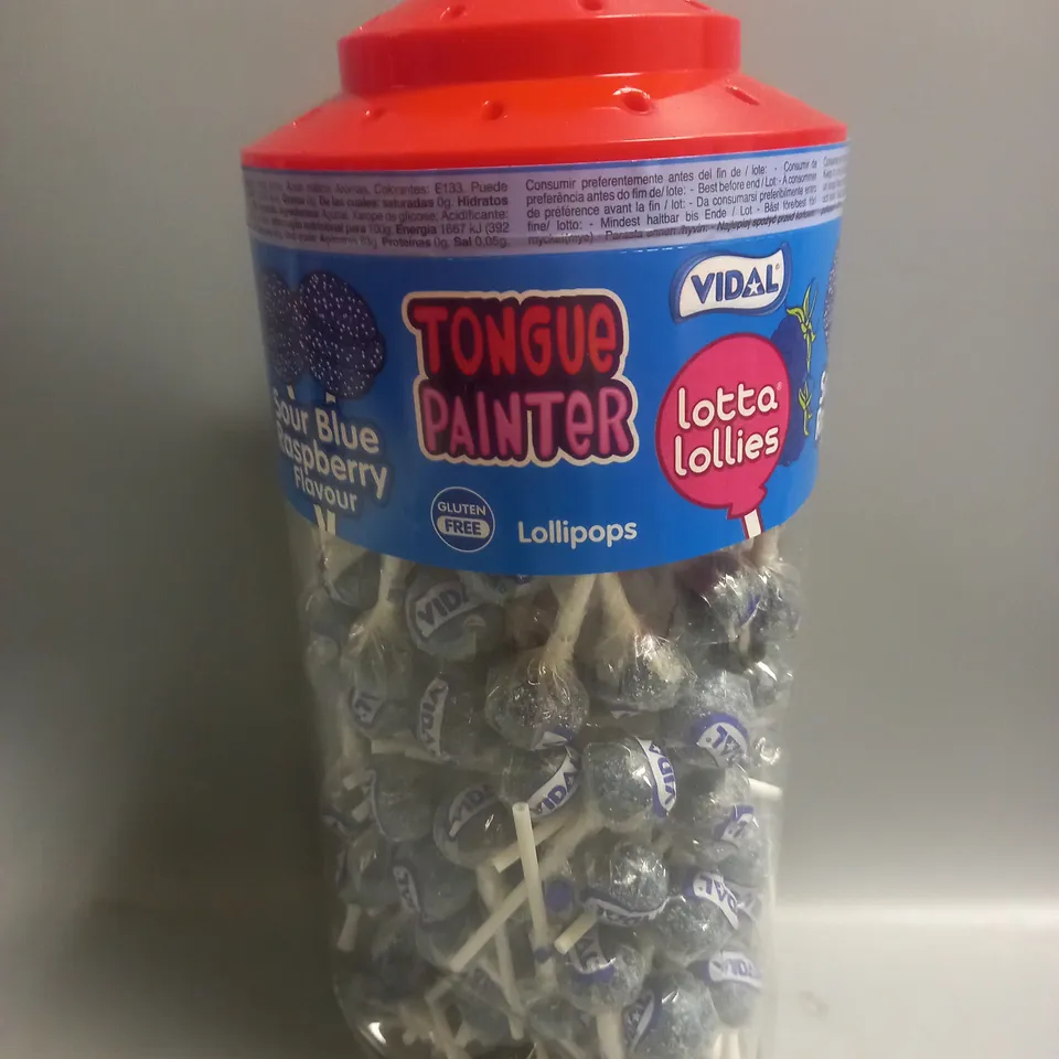 TONGUE PAINTER LOLLIPOPS IN SOUR BLUE RASPBERRY FLAVOUR 150PCS
