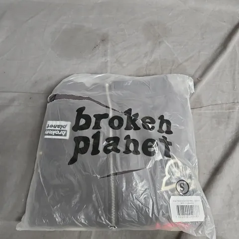 BROKEN PLANET ZIP UP HOODIE – SMALL, SOOT BLACK