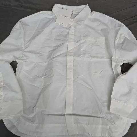 LOUNGE WIDE SLEEVE COTTON SHIRT – WHITE, UK 12 (EU 40)