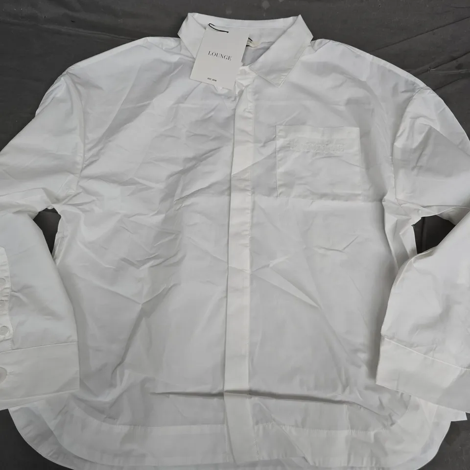 LOUNGE WIDE SLEEVE COTTON SHIRT – WHITE, UK 12 (EU 40)