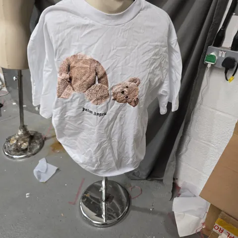 PALM ANGELS WHITE T-SHIRT WITH TEDDY BEAR GRAPHIC – XL