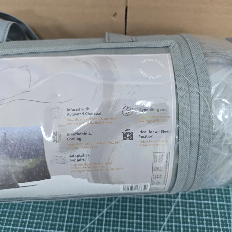 CHARCOAL MEMORY FOAM PILLOW - CHARCOAL-INFUSED MEMORY FOAM, BREATHABLE & SUPPORTIVE