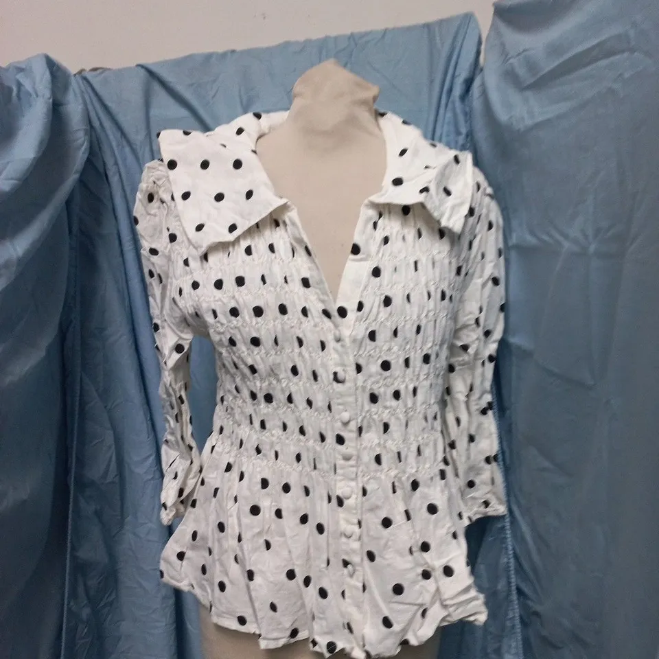 M&S WHITE POLKA DOT DRESS – UK 12 (REG)