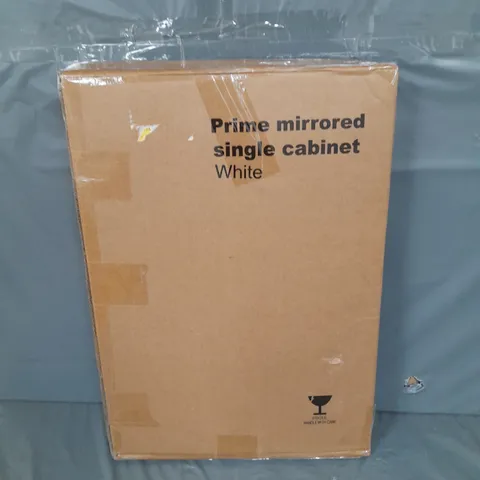 BOXED PRIME MIRRORED SINGLE CABINET WHITE - COLLECTION ONLY 