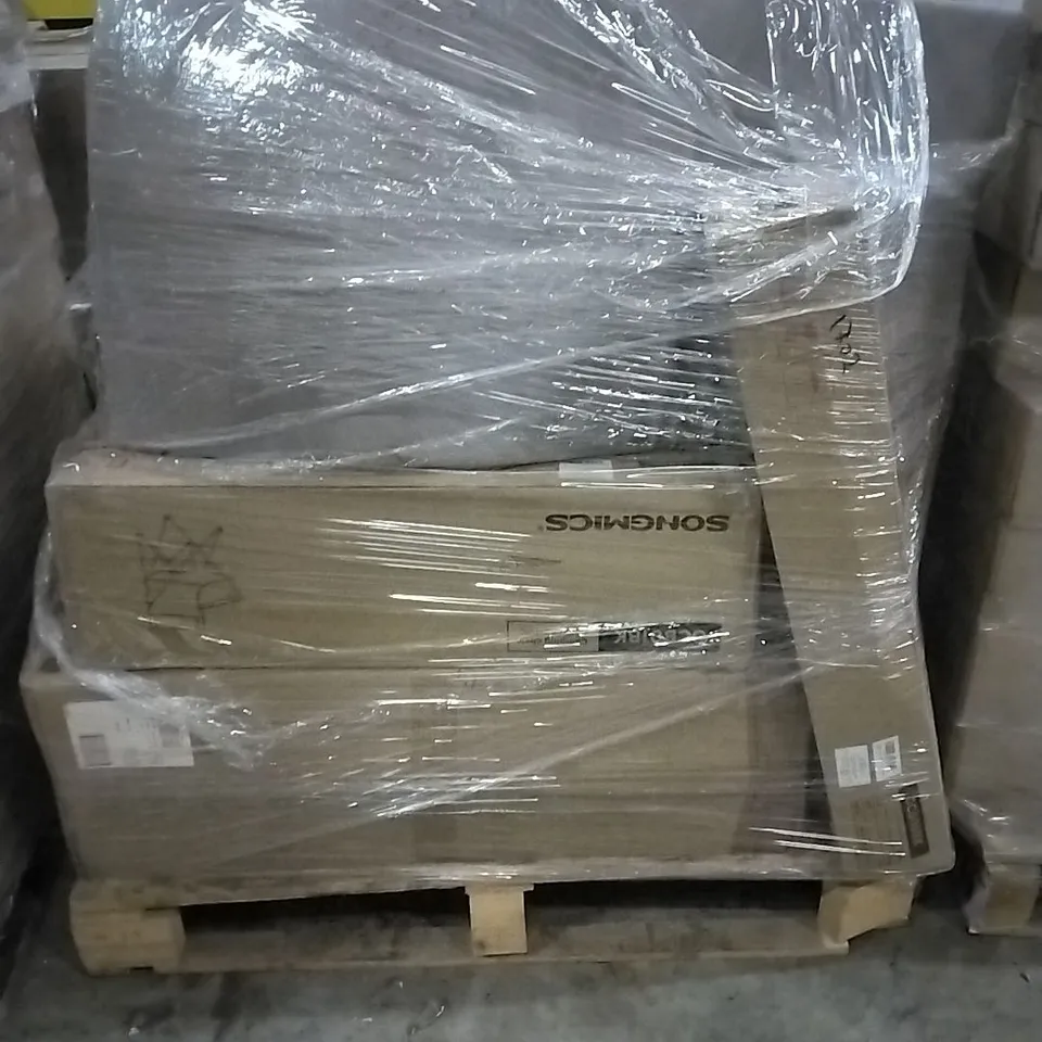 PALLET OF HOUSEHOLD ITEMS TO INCLUDE CAMPING CHAIRS, PUFFER JACKET, CHAIR AND OTHER ASSORTED ITEMS...