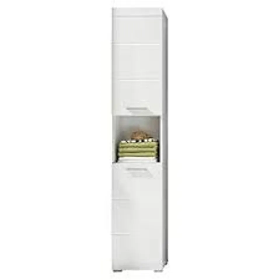BOXED AMANDA TALL BATHROOM CABINET IN WHITE (1 BOX)