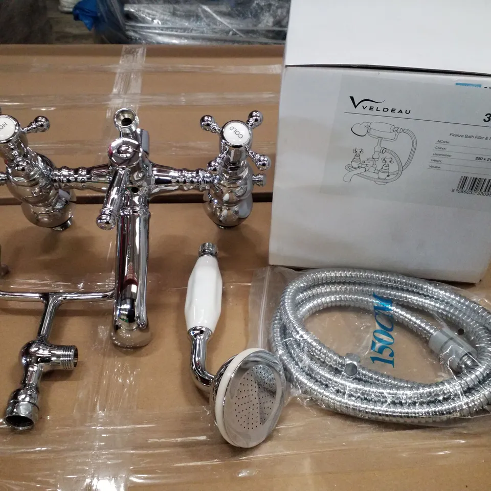 BRAND NEW BOXED VELDEAU FIRENZE BATH FILLER & SHOWER MIXER- CHROME - 250X210X210MM
