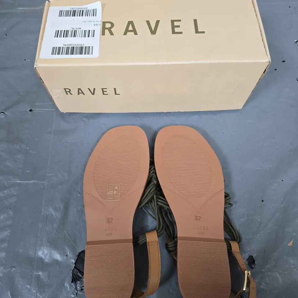 RAVEL WOMEN'S SANDALS – OLIVE-GREEN BRAIDED STRAPS, EU37 (UK4) – BOXED