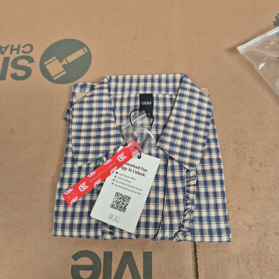 CIDER WOMEN'S CHECK SHIRT – BLUE AND RED CHECK – SIZE S